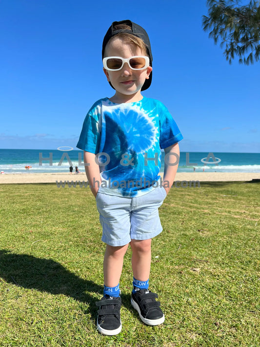 Kids Tie-Dye Spiral Swirl T-Shirt In Blue Sky