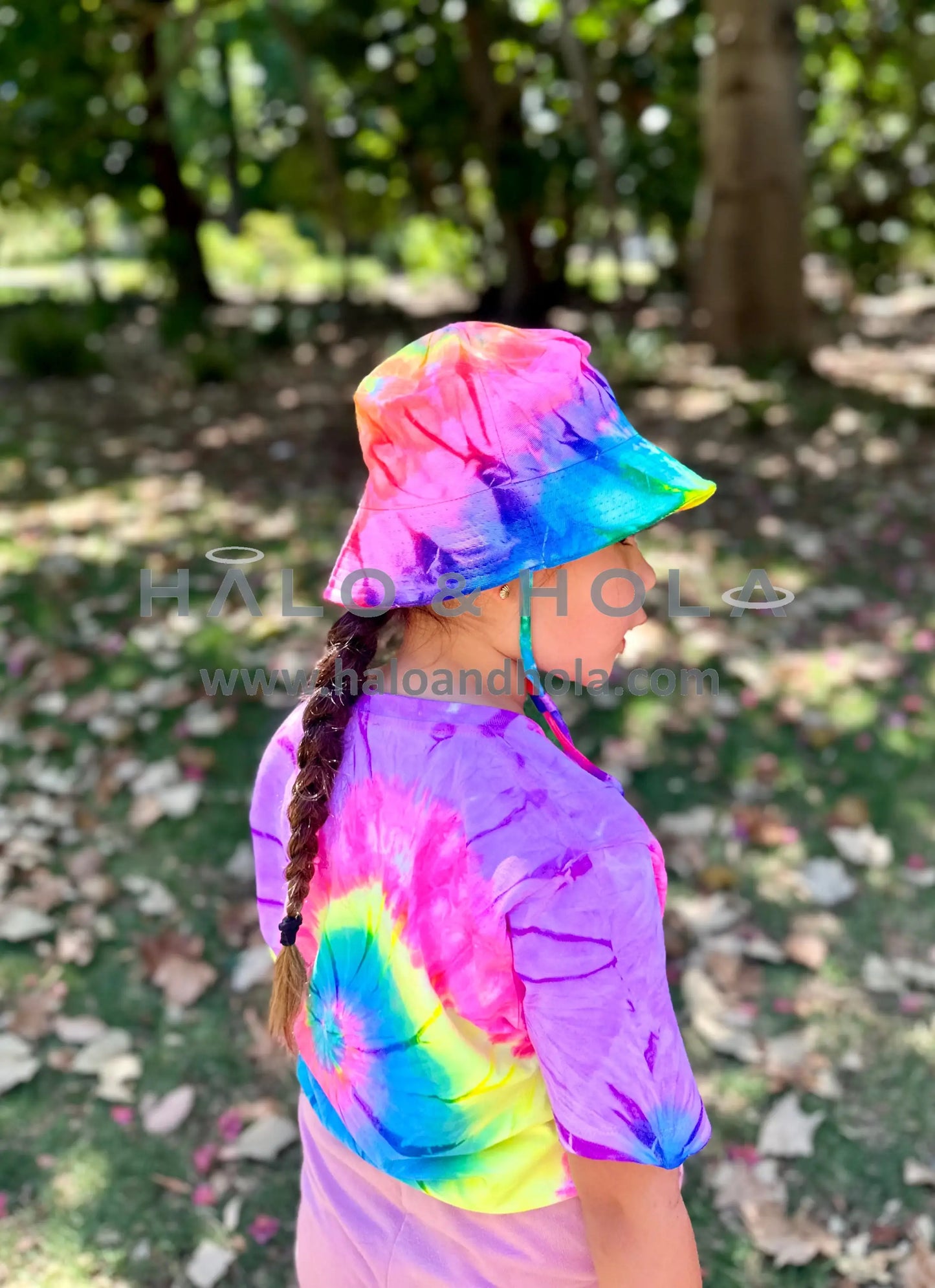 Tie-Dye Bucket Hat In Orange Yellow Purple & Blue