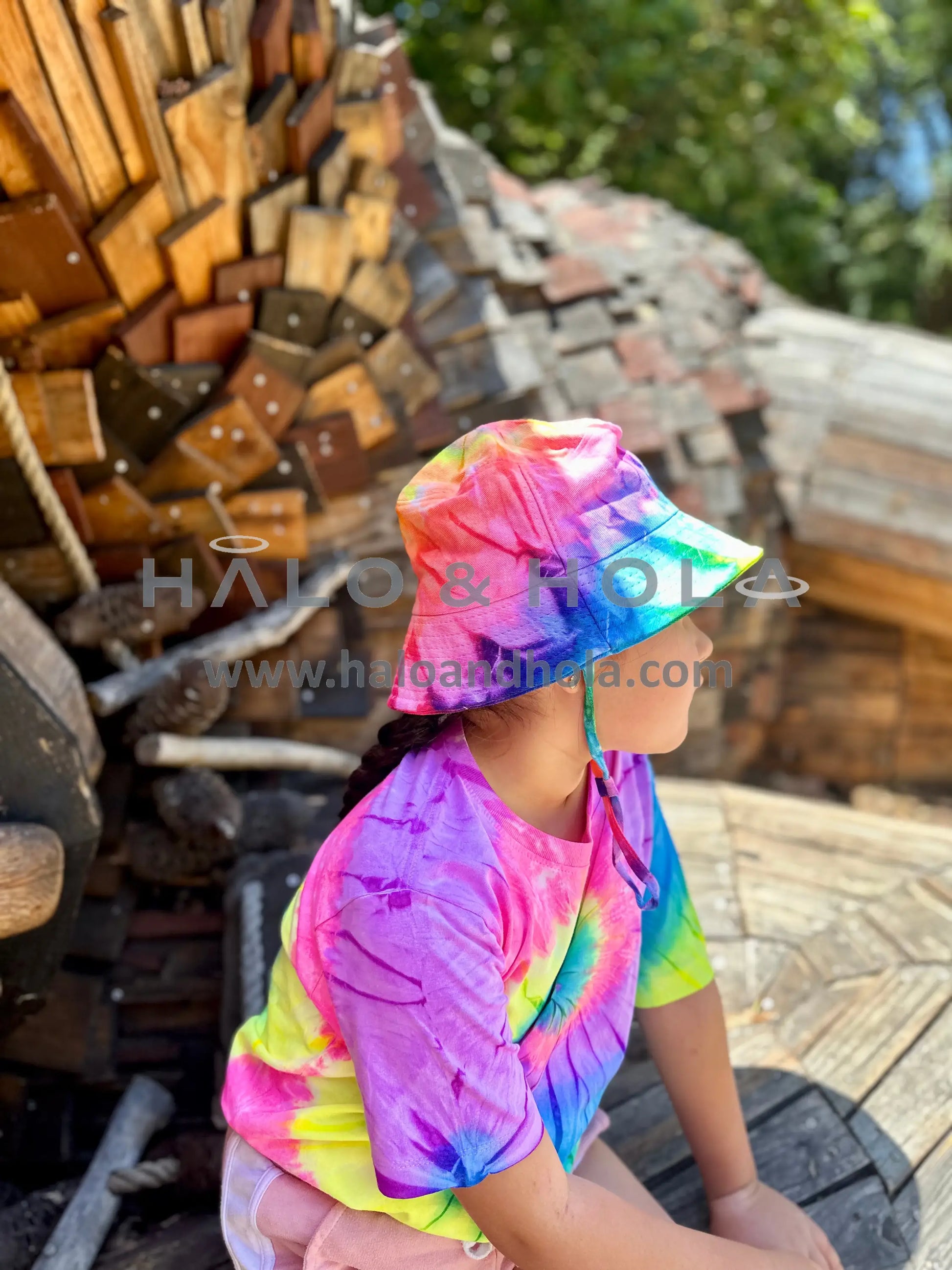 Tie-Dye Bucket Hat In Orange Yellow Purple & Blue