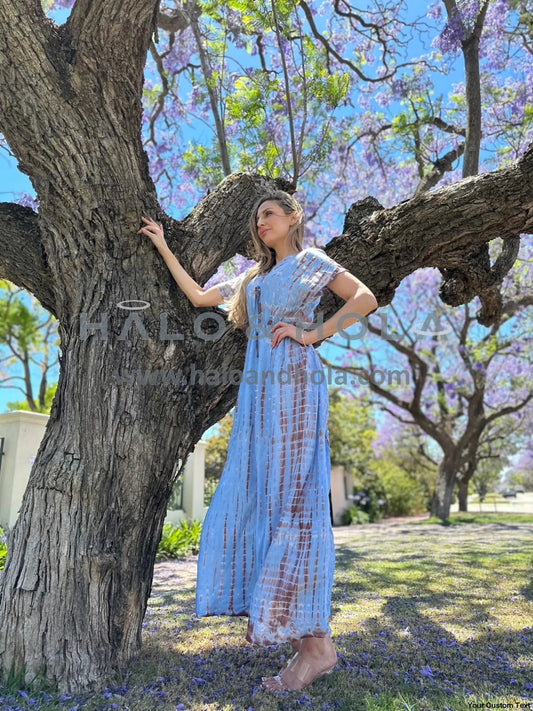 Tie-Dye Maxi Dress In Light Blue