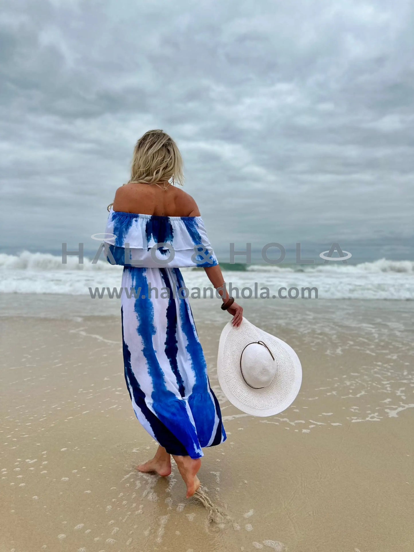 Tie-Dye Off Shoulder Maxi Dress