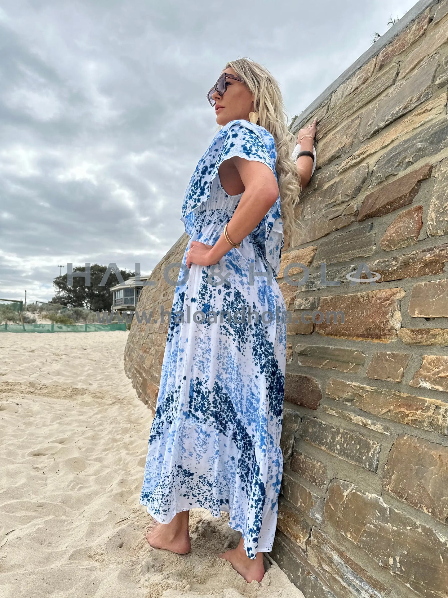 Tie-Dye Off Shoulder Maxi Dress