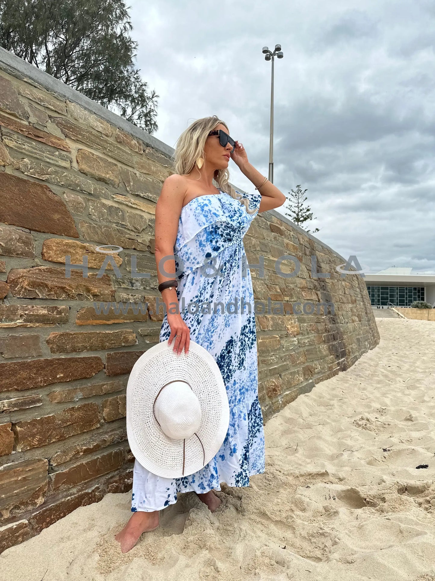 Tie-Dye Off Shoulder Maxi Dress