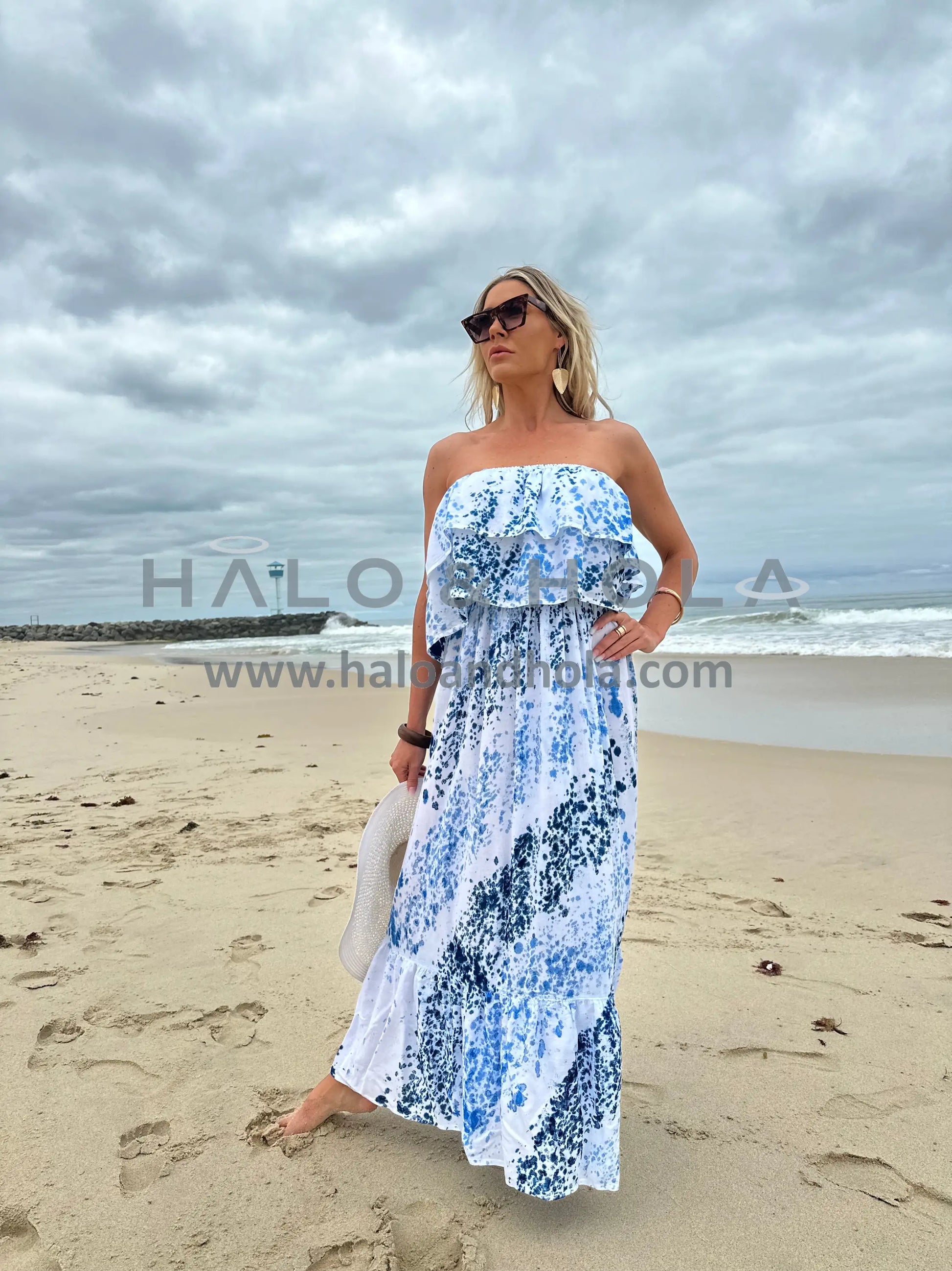 Tie-Dye Off Shoulder Maxi Dress