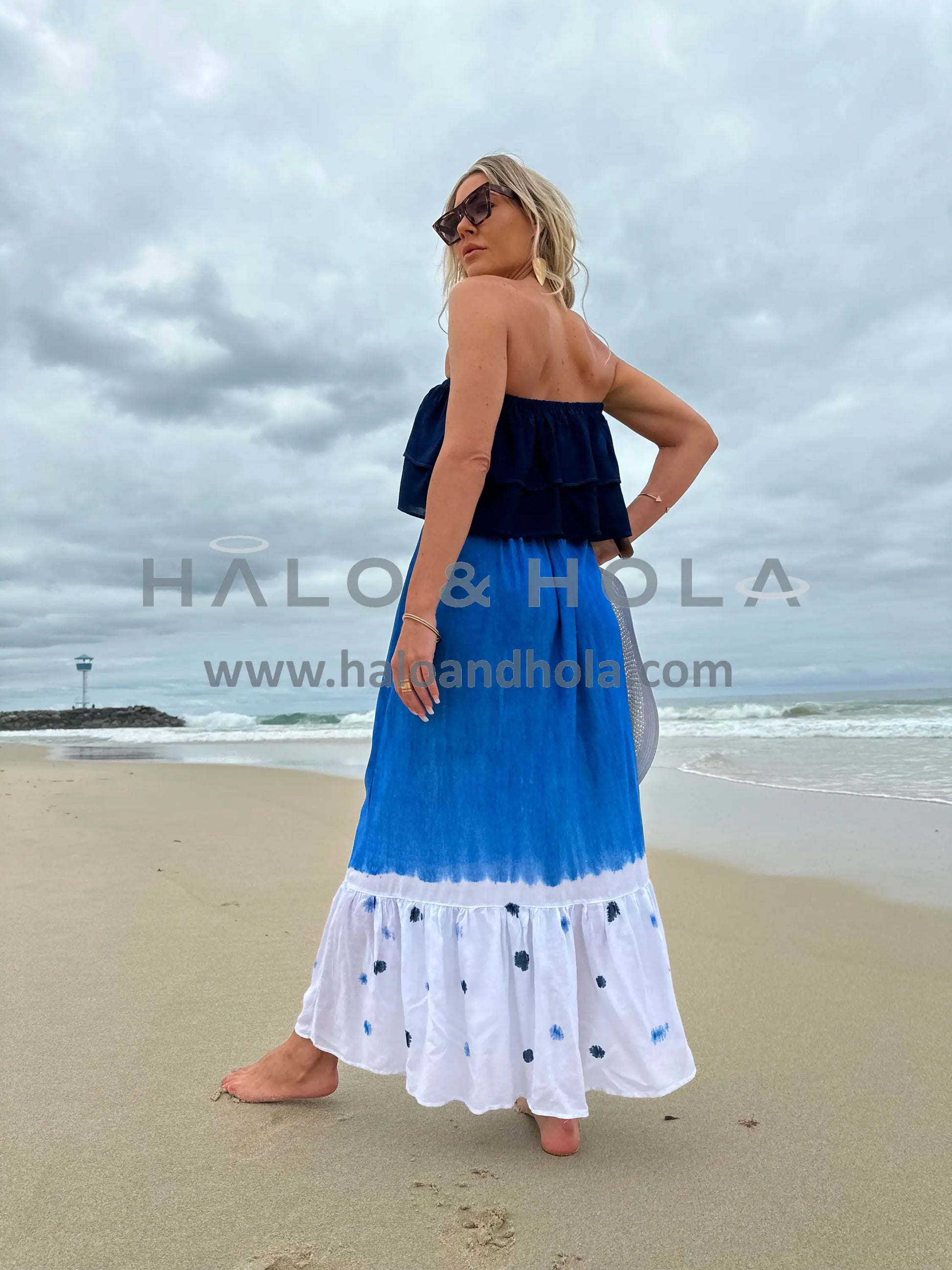 Tie-Dye Off Shoulder Maxi Dress