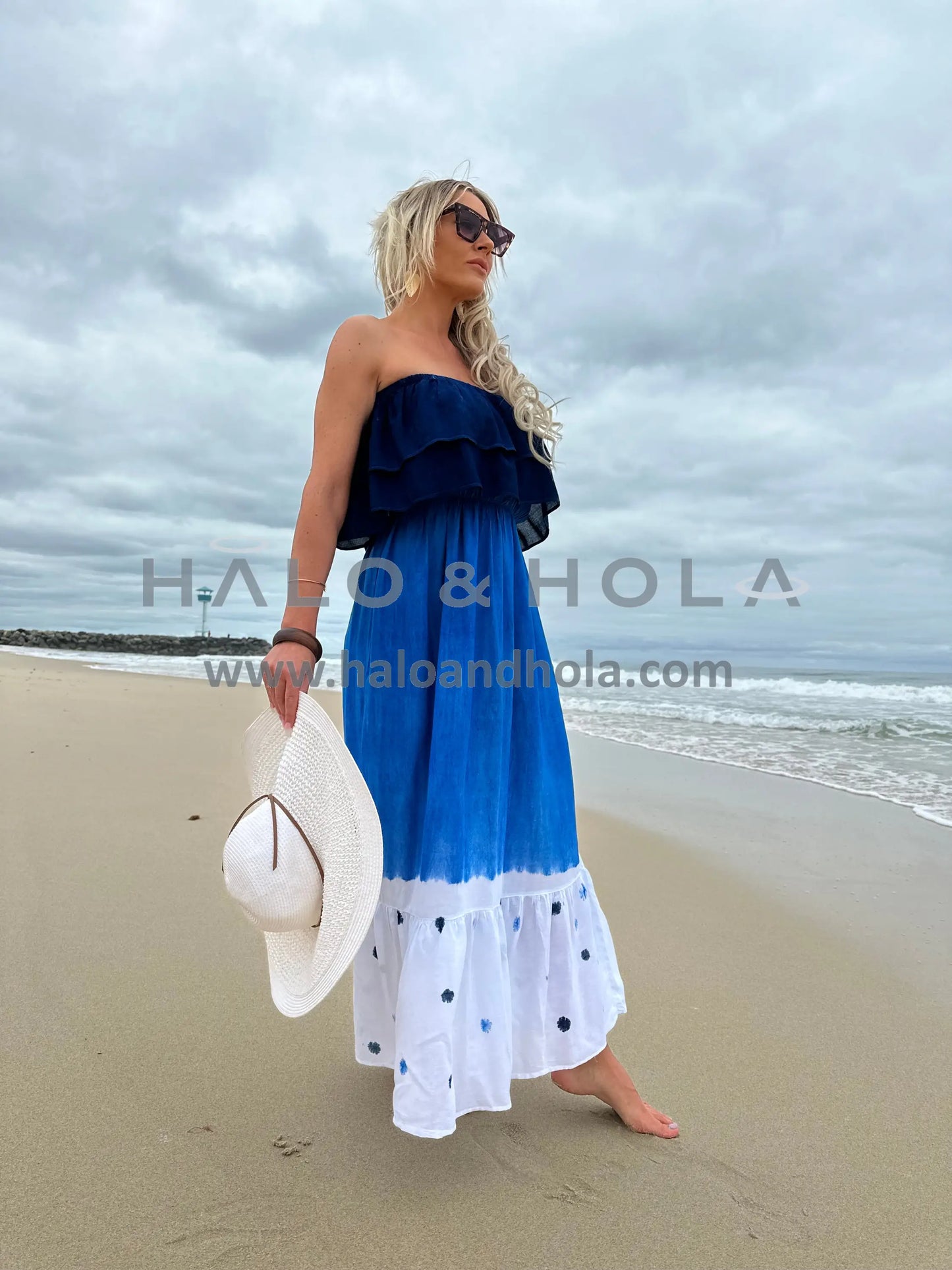 Tie-Dye Off Shoulder Maxi Dress