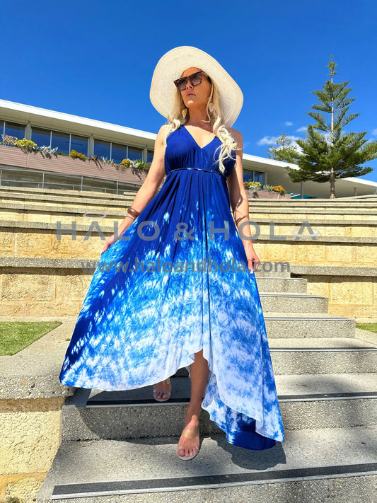 Blue and white tie dye outlet dress